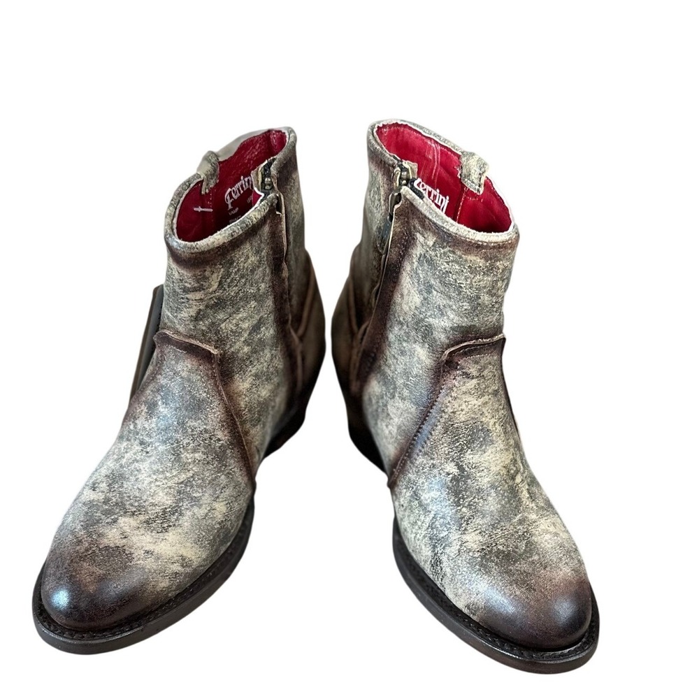 Ferrini NWB Women's Distressed Leather Ankle Boots Side Zip Western‎ Style SZ6B
